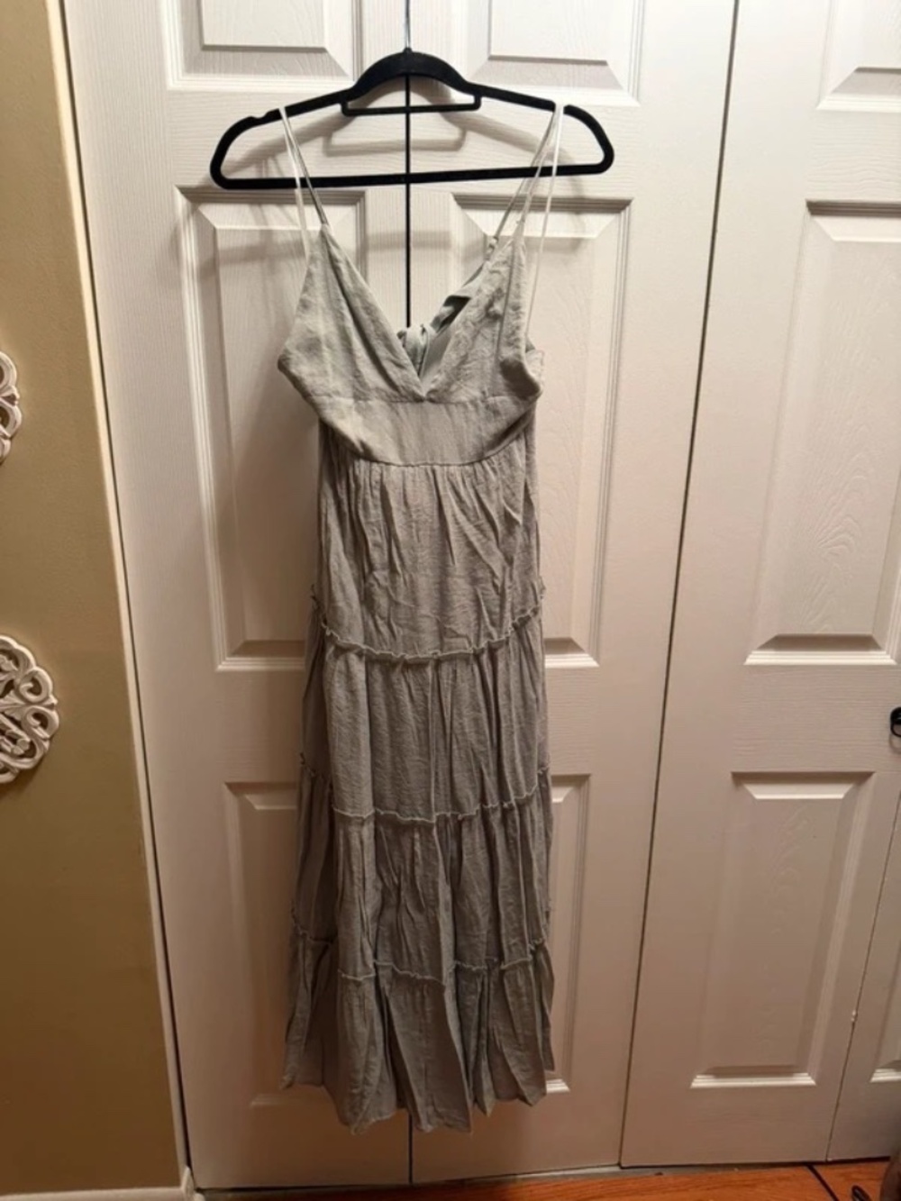 Alter’d State Sage Green Tiered Open Back Maxi Dress Size Large